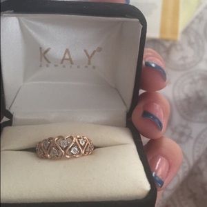 Diamond Heart Rose and White Gold Ring